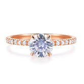 1ct round cut moissanite engagement ring in rose gold