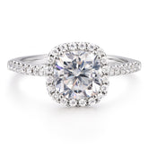 cushion moissanite engagement ring in white gold
