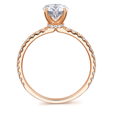 rose gold ring with hidden halo for women