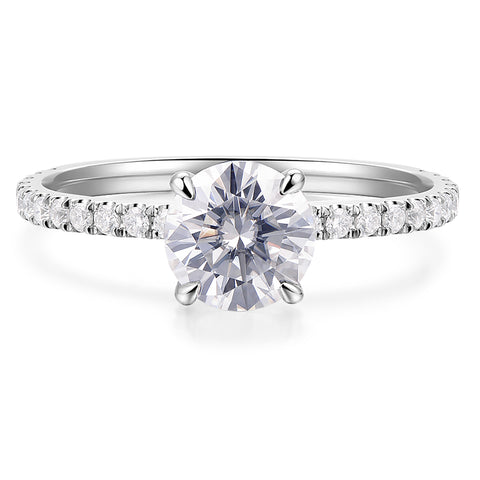 1 ct round cut moissanite engagement ring  in white gold 