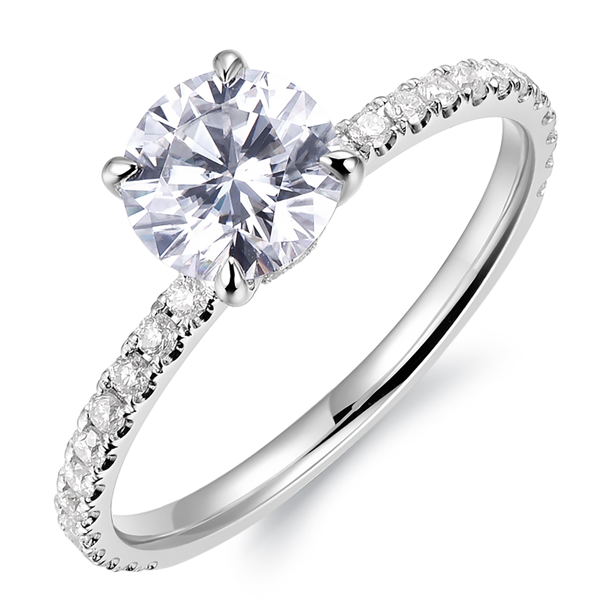 white gold round shape moissanite promise ring