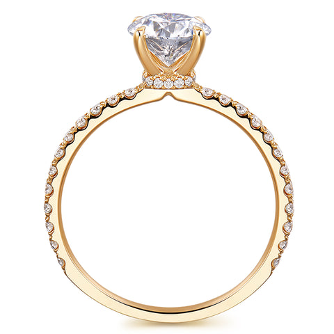 14k yellow gold hidden halo promise ring for her