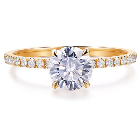 14k yellow gold round cut moissanite engagement ring for women 