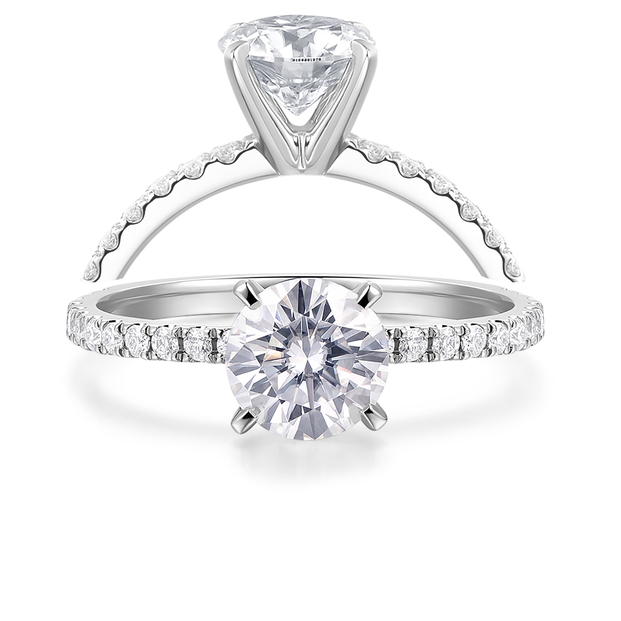 round cut brilliant moissanite engagement ring in white gold