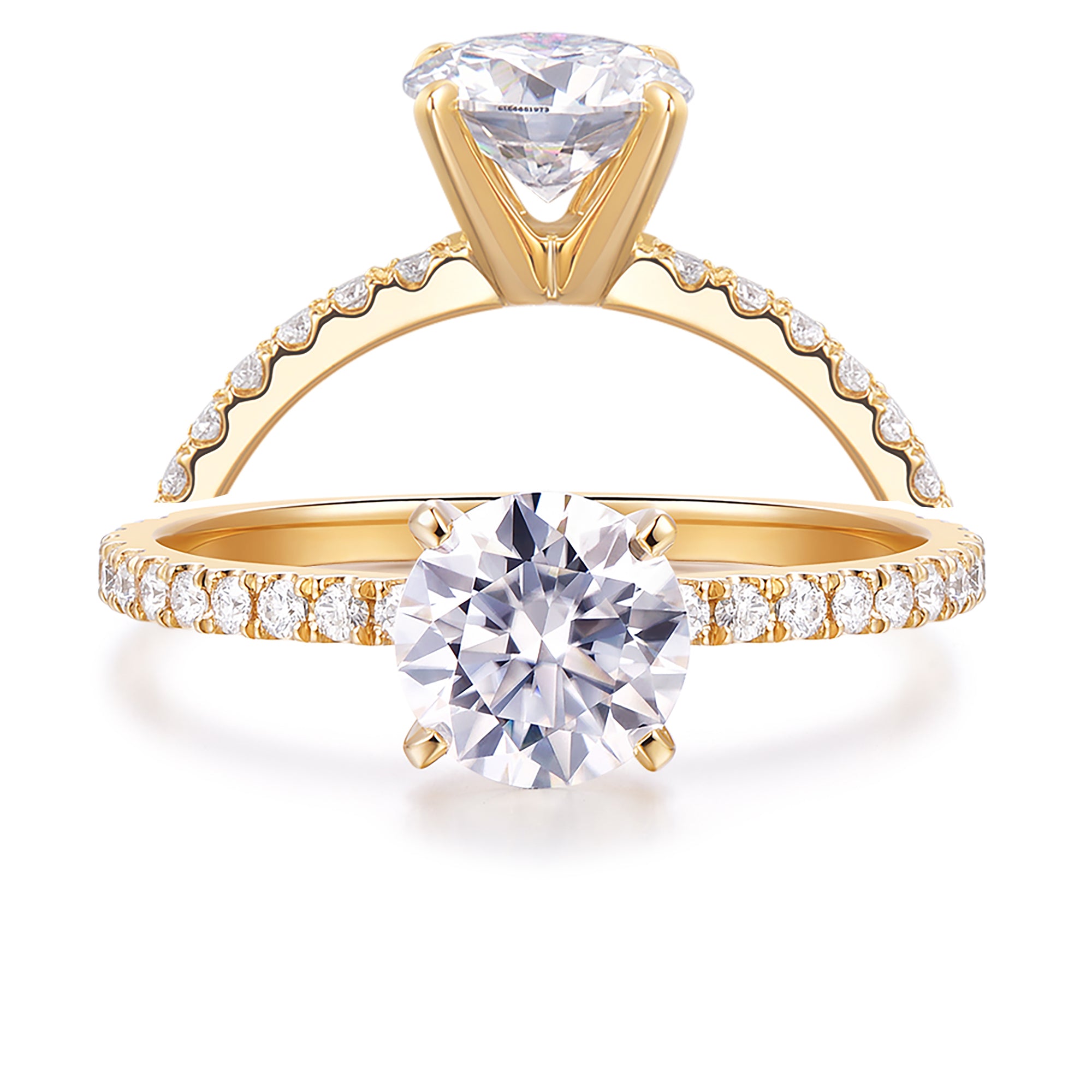 round moissanite anniversary ring  for women in 14k yellow gold
