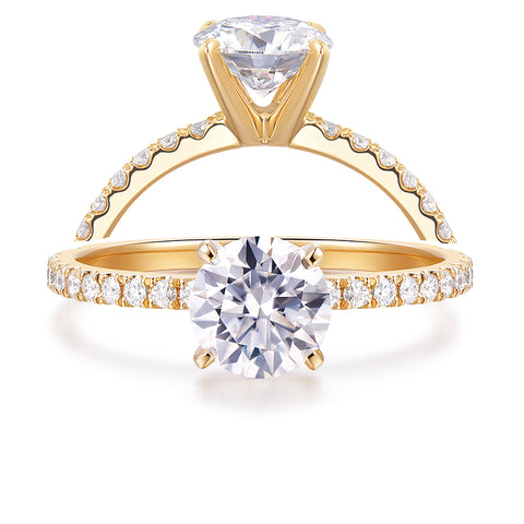 round moissanite anniversary ring  for women in 14k yellow gold
