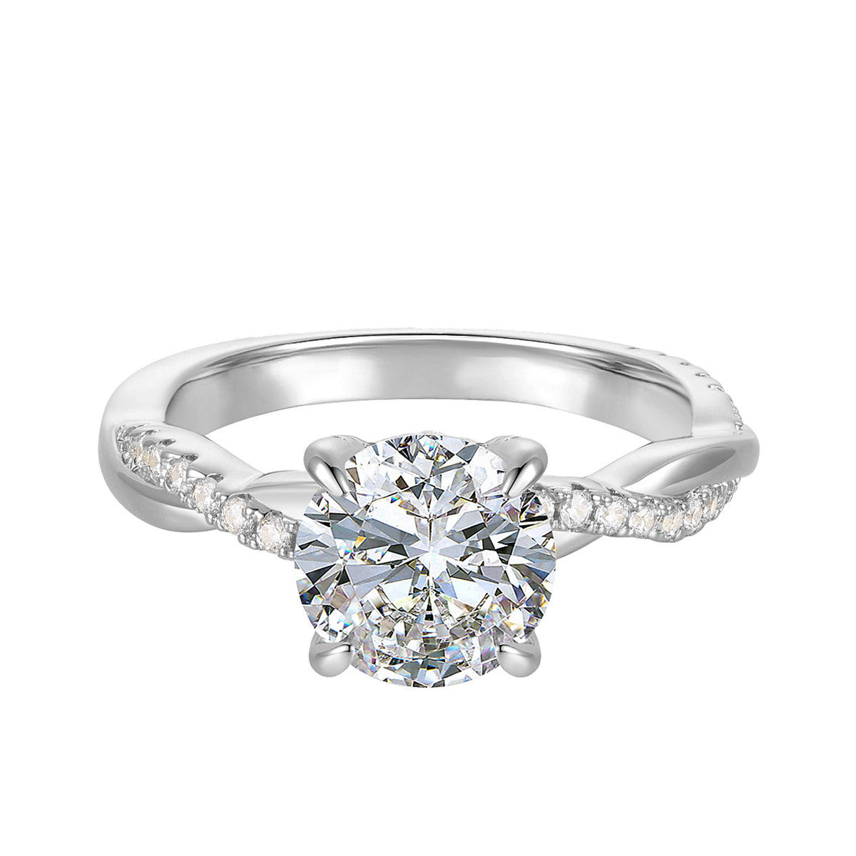 Twisted Vine Round Moissanite Engagement Ring | 14k Solid Gold