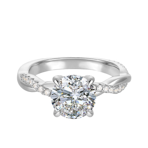 Twisted Vine Round Moissanite Engagement Ring | 14k Solid Gold