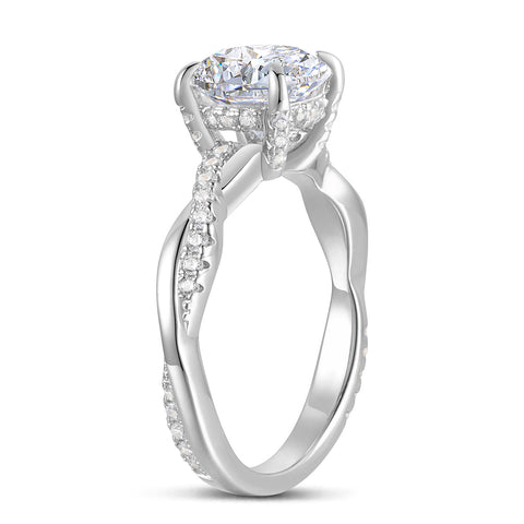 Twisted Vine Round Moissanite Engagement Ring | 14k Solid Gold