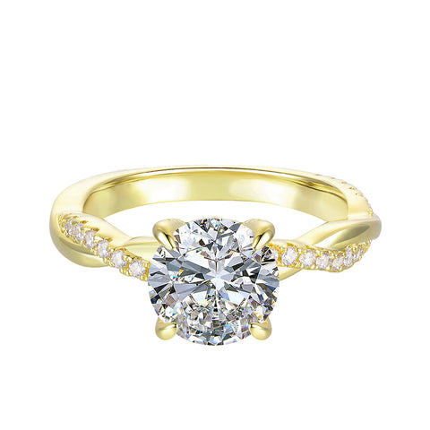 Twisted Vine Round Moissanite Engagement Ring | 14k Solid Gold