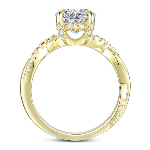 Twisted Vine Round Moissanite Engagement Ring | 14k Solid Gold