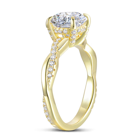 Twisted Vine Round Moissanite Engagement Ring | 14k Solid Gold
