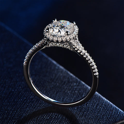 Oval Cut Moissanite Engagement Ring in 14K White Gold