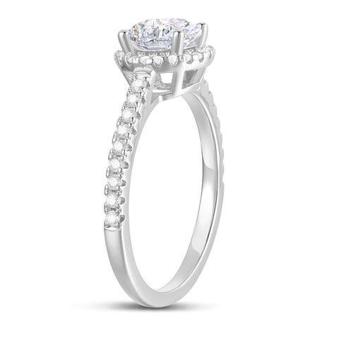 1ct Moissanite Halo Engagement Ring in 14k Gold
