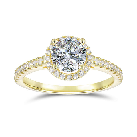 1ct Moissanite Halo Engagement Ring in 14k Gold
