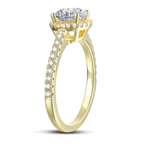 1ct Moissanite Halo Engagement Ring in 14k Gold