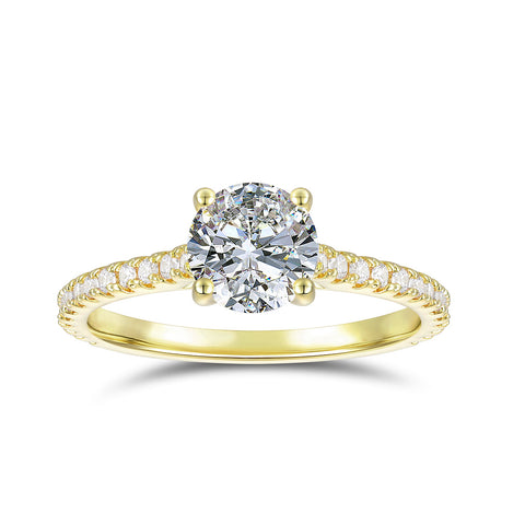 14K Gold Round Brilliant Cut Moissanite Engagement Rings