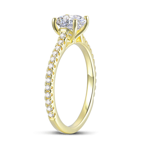 14K Gold Round Brilliant Cut Moissanite Engagement Rings