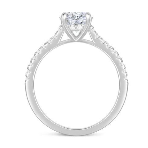 1ct Round Moissanite Engagement Ring | 14k Gold Hidden Halo