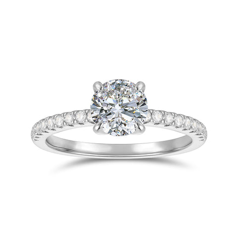 Brouxon Classic 1ct Round Cut Moissanite Engagement Ring in 14k Solid Gold