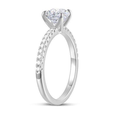 Brouxon Classic 1ct Round Cut Moissanite Engagement Ring in 14k Solid Gold