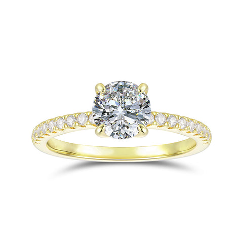 Brouxon Classic 1ct Round Cut Moissanite Engagement Ring in 14k Solid Gold