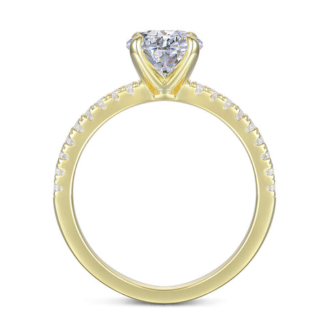 Brouxon Classic 1ct Round Cut Moissanite Engagement Ring in 14k Solid Gold