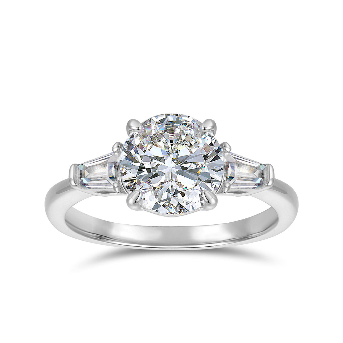 14K Gold Three Stone Moissanite Engagement Ring