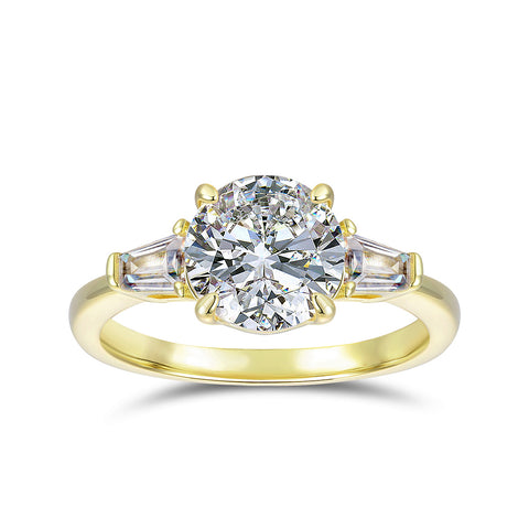 14K Gold Three Stone Moissanite Engagement Ring