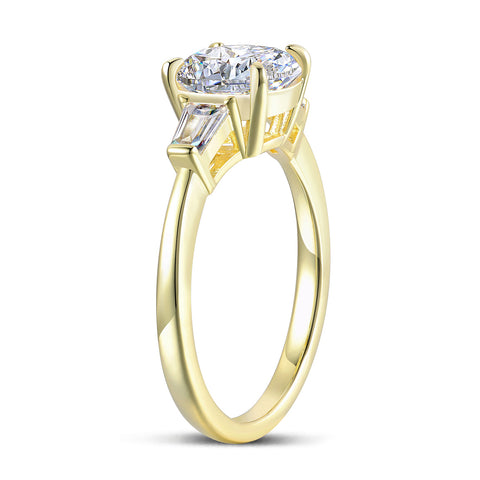14K Gold Three Stone Moissanite Engagement Ring